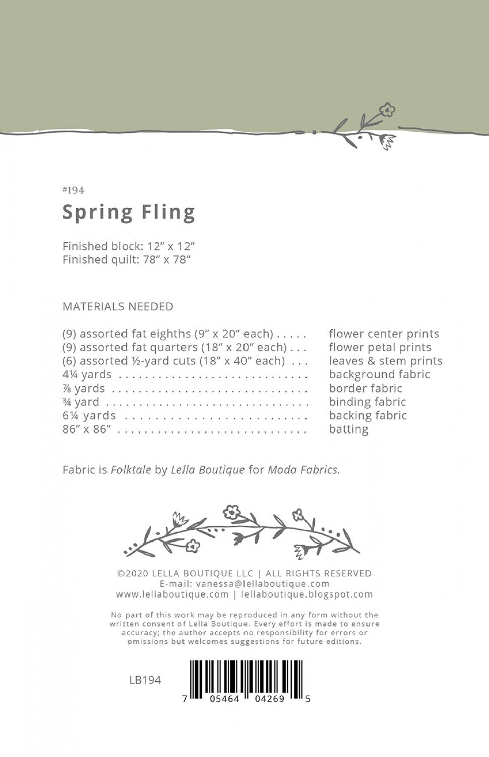 Lella Boutique - Spring Fling Pattern