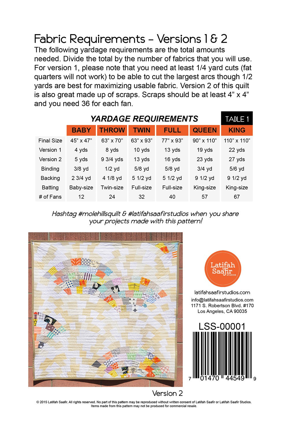 LATIFAH SAAFIR STUDIOS - Molehills Quilt pattern