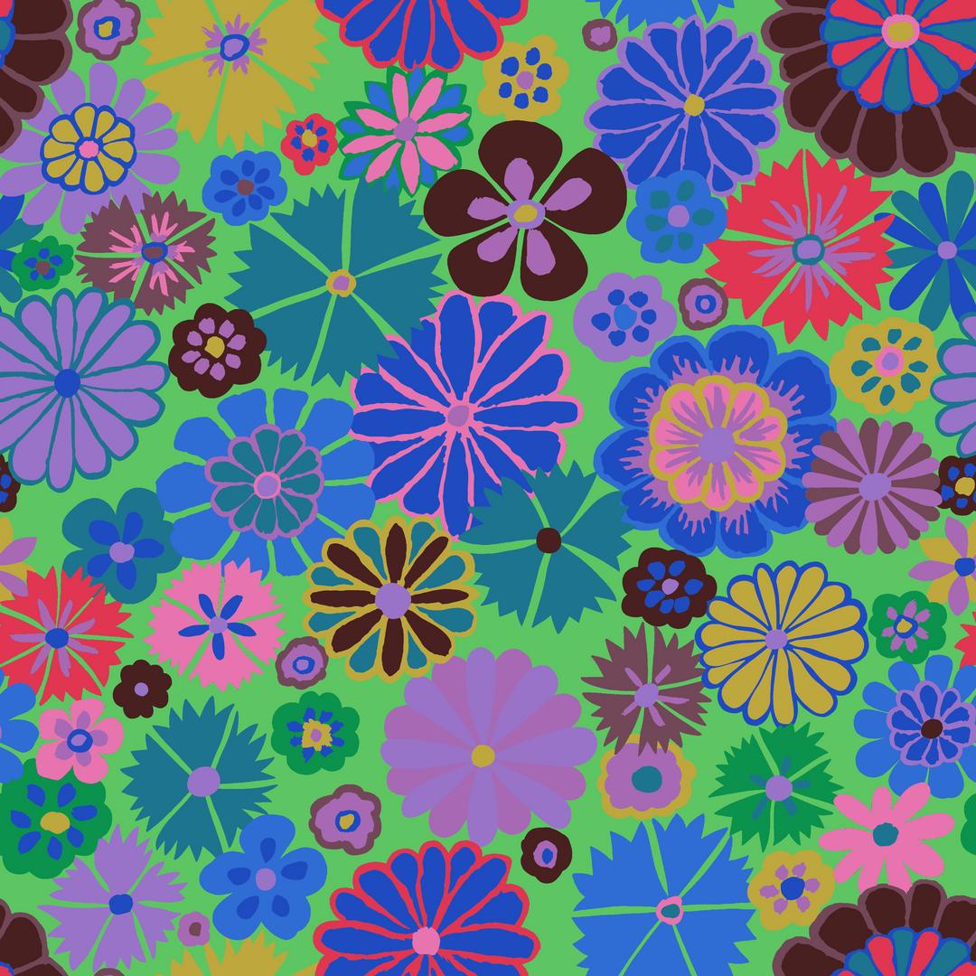 KAFFE FASSETT COLLECTIVE - AUGUST 2024 - Folk Flower, Blue