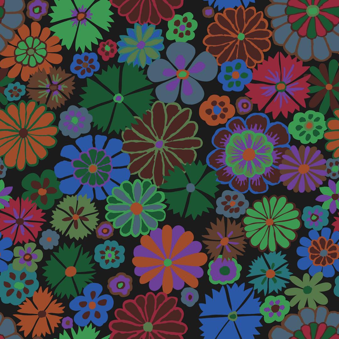 KAFFE FASSETT COLLECTIVE - AUGUST 2024 - Folk Flower, Dark