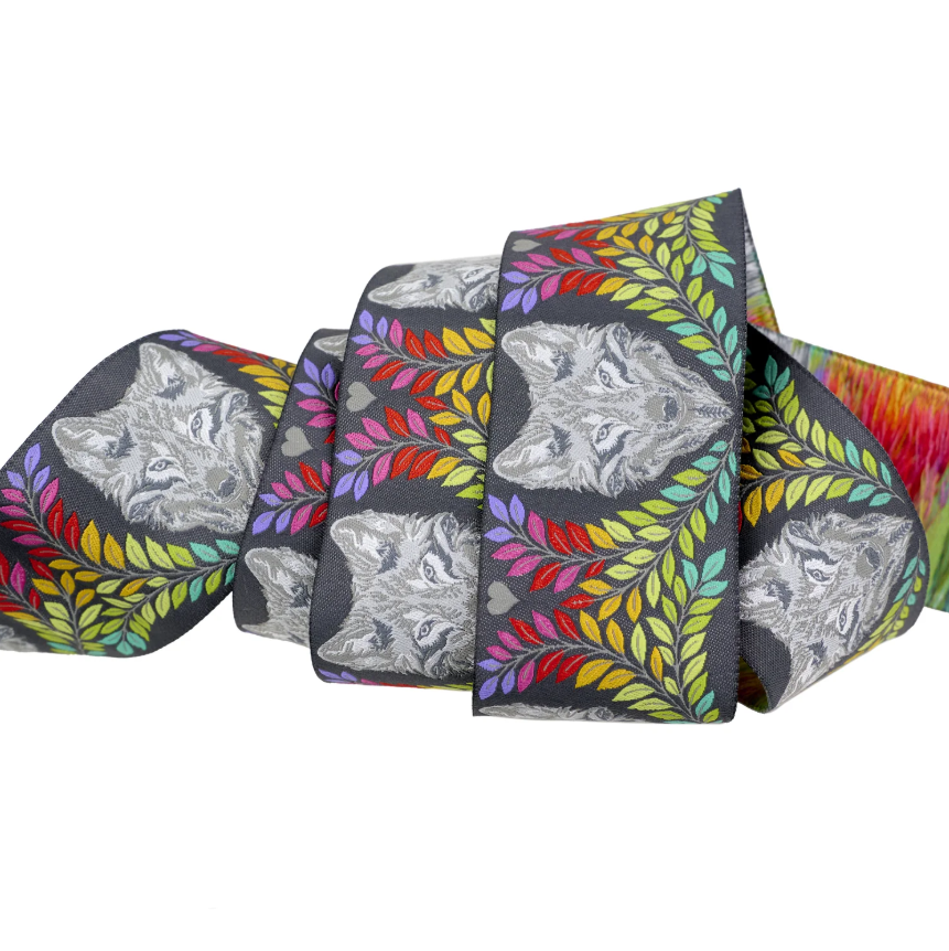 RENAISSANCE RIBBONS - Tula Pink - Graywork, Wolf of Pink Street 2" WIDE