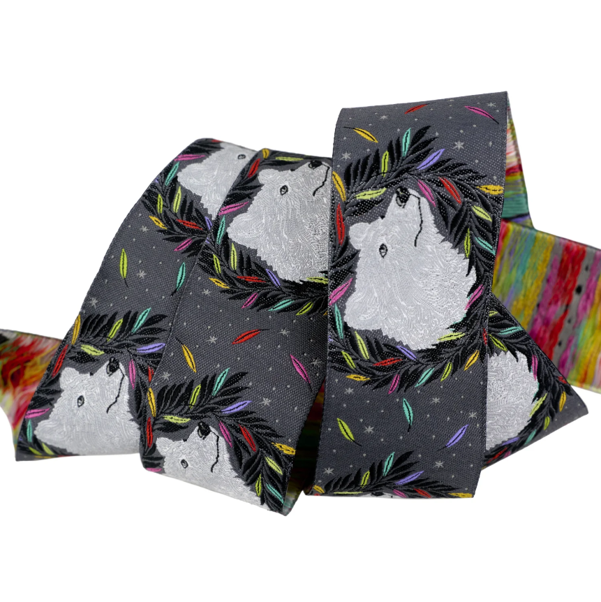 RENAISSANCE RIBBONS - Tula Pink - Graywork, Just Bearly in Carbon 1-1/2" WIDE