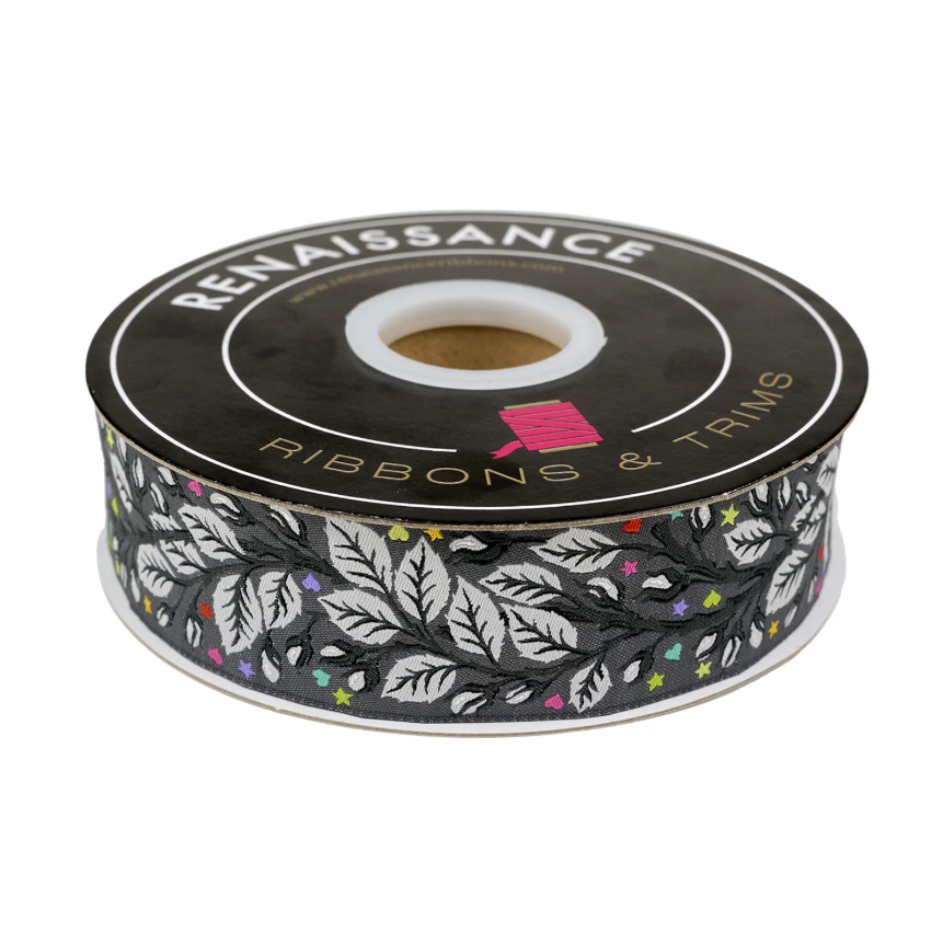 RENAISSANCE RIBBONS - Tula Pink - Graywork, Birthmark in Shadow 1-1/2" WIDE