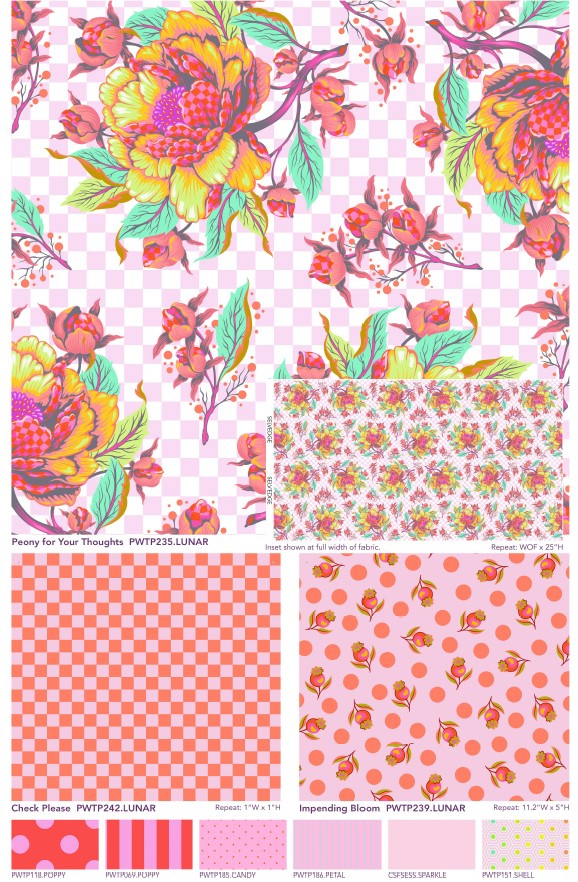 Tula's True Colours Pom Pom Poppy - Tula Pink - PER QUARTER METRE Tula's True Colours Pom Pom Poppy - Tula Pink - PER QUARTER METRE