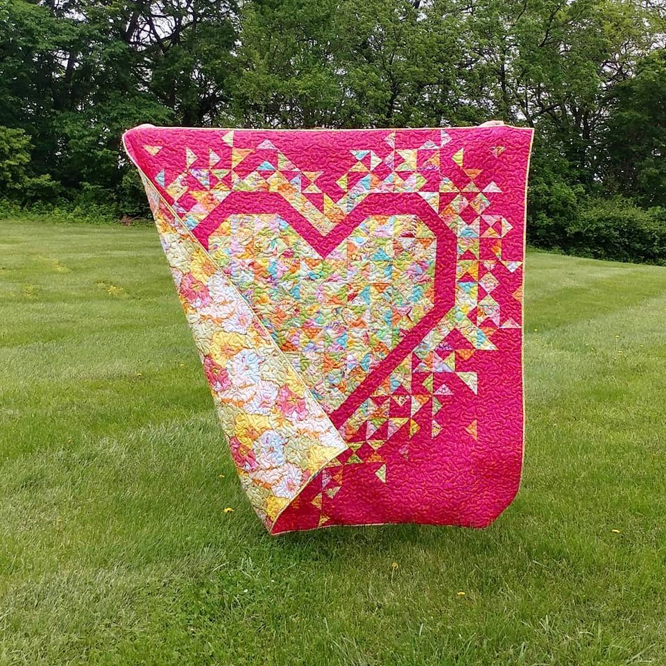 SLICE OF PI - EXPLODING HEART QUILT PATTERN - Artistic Quilts with Color