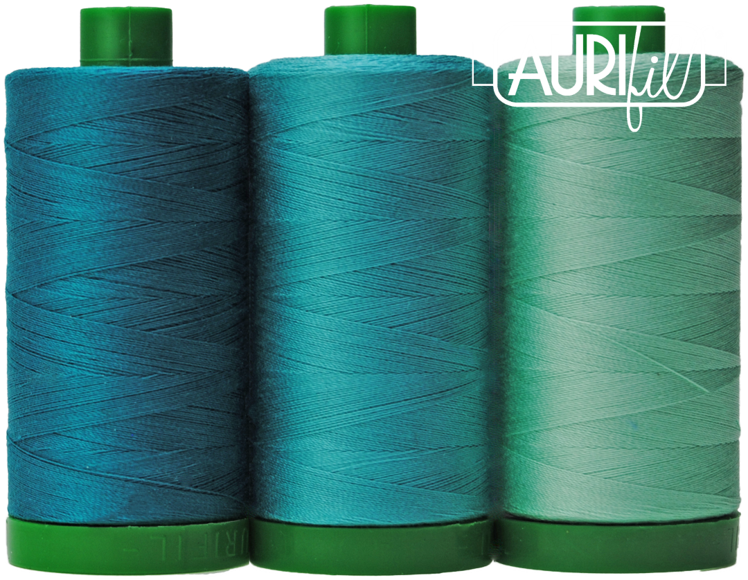 AURIFIL - Thread Color Builder 2021: August - Blue-Throated Macaw - Artistic Quilts with Color