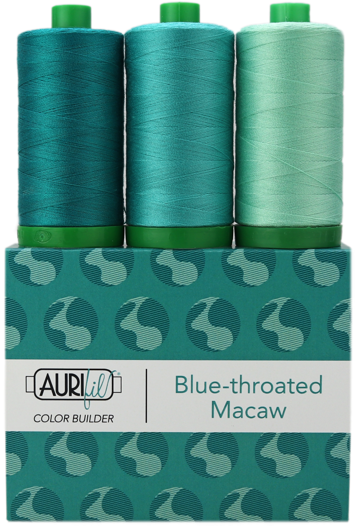 AURIFIL - Thread Color Builder 2021: August - Blue-Throated Macaw - Artistic Quilts with Color