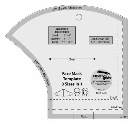 CREATIVE GRIDS FACE MASK TEMPLATE 3 SIZES IN 1