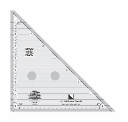 CREATIVE GRIDS 45 DEGREE HALF-SQUARE TRIANGLE 8-1/2IN QUILT RULER