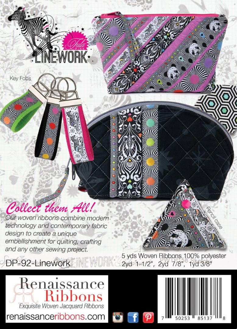 RENAISSANCE RIBBONS - TULA PINK LINEWORK - RIBBON DESIGNER PACK - Artistic Quilts with Color