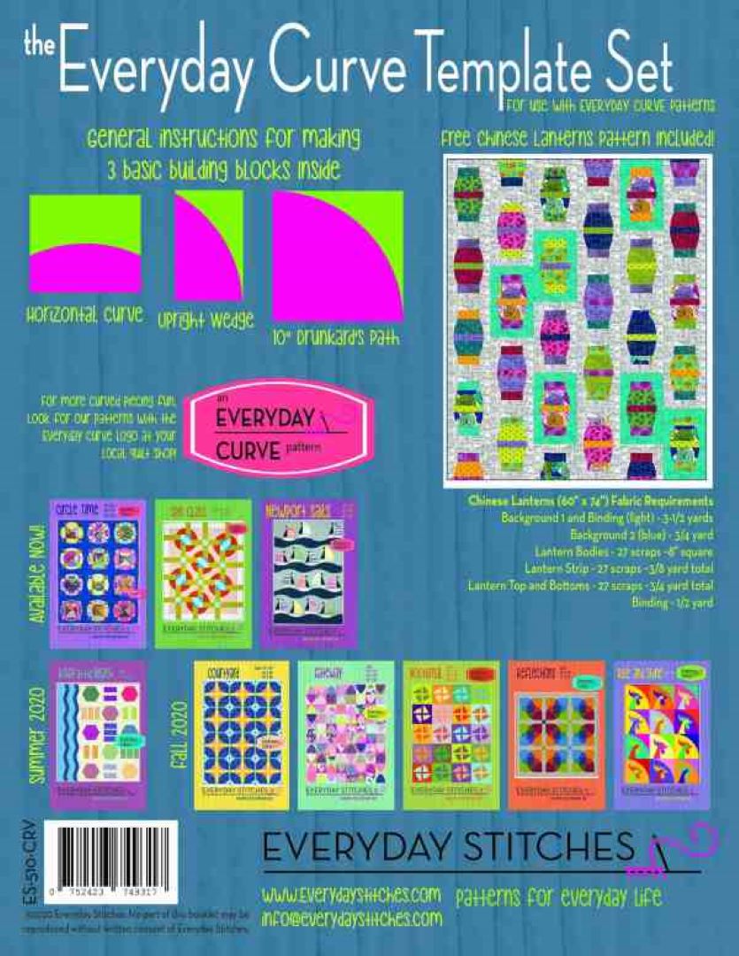 Printable Pattern Curves EVERYDAY STITCHES - Curve Template Set – Artistic Quilts with Colors Inc.