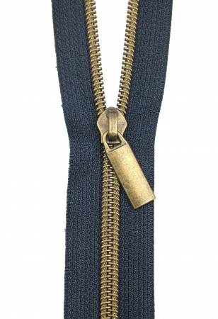 #5 ZIPPERS BY THE YARD NAVY TAPE ANTIQUE TEETH
