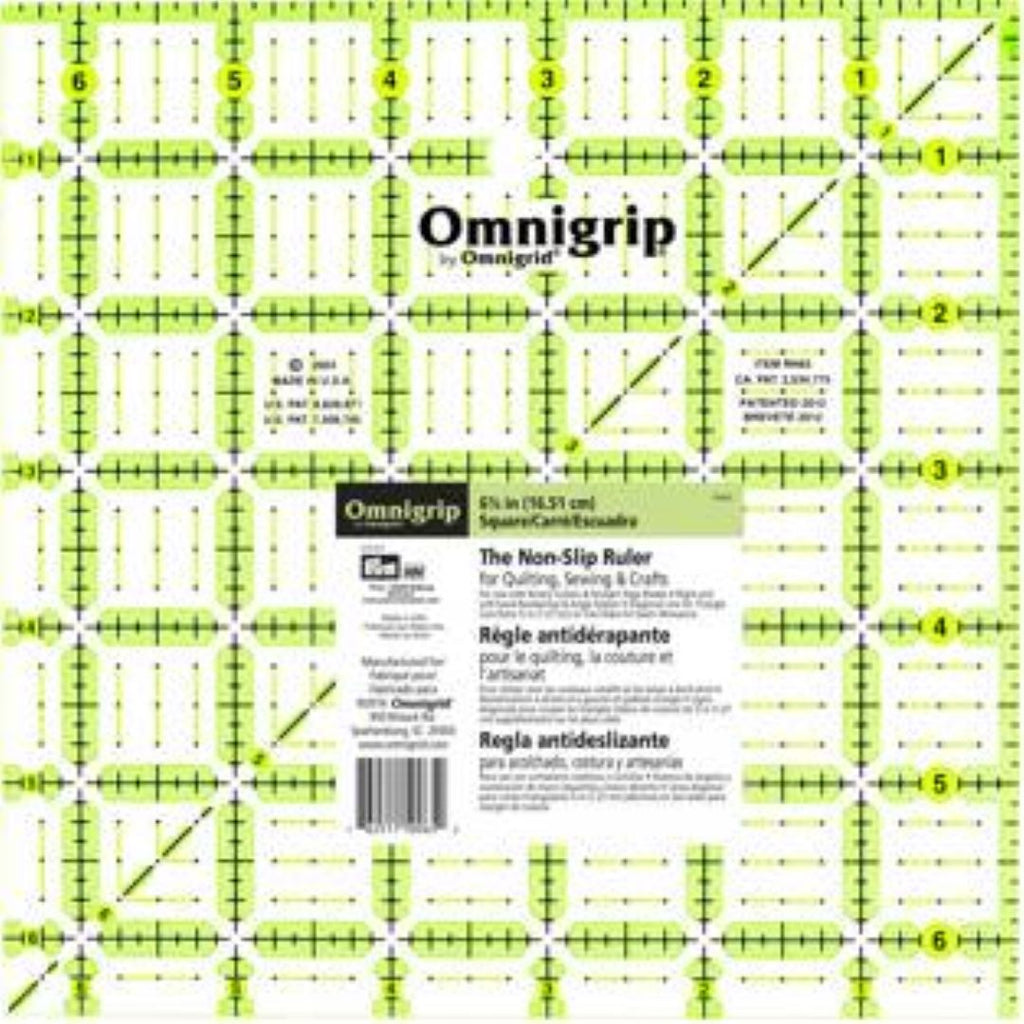 Omnigrid - Omnigrip Ruler - 6.5" Square - Artistic Quilts with Color