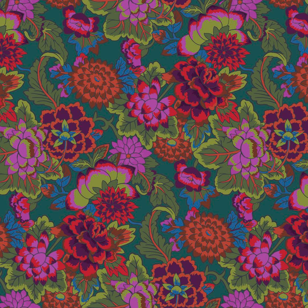 KAFFE FASSETT - KFC FEBRUARY 2022 - Cloisonne, Teal - Artistic Quilts with Color