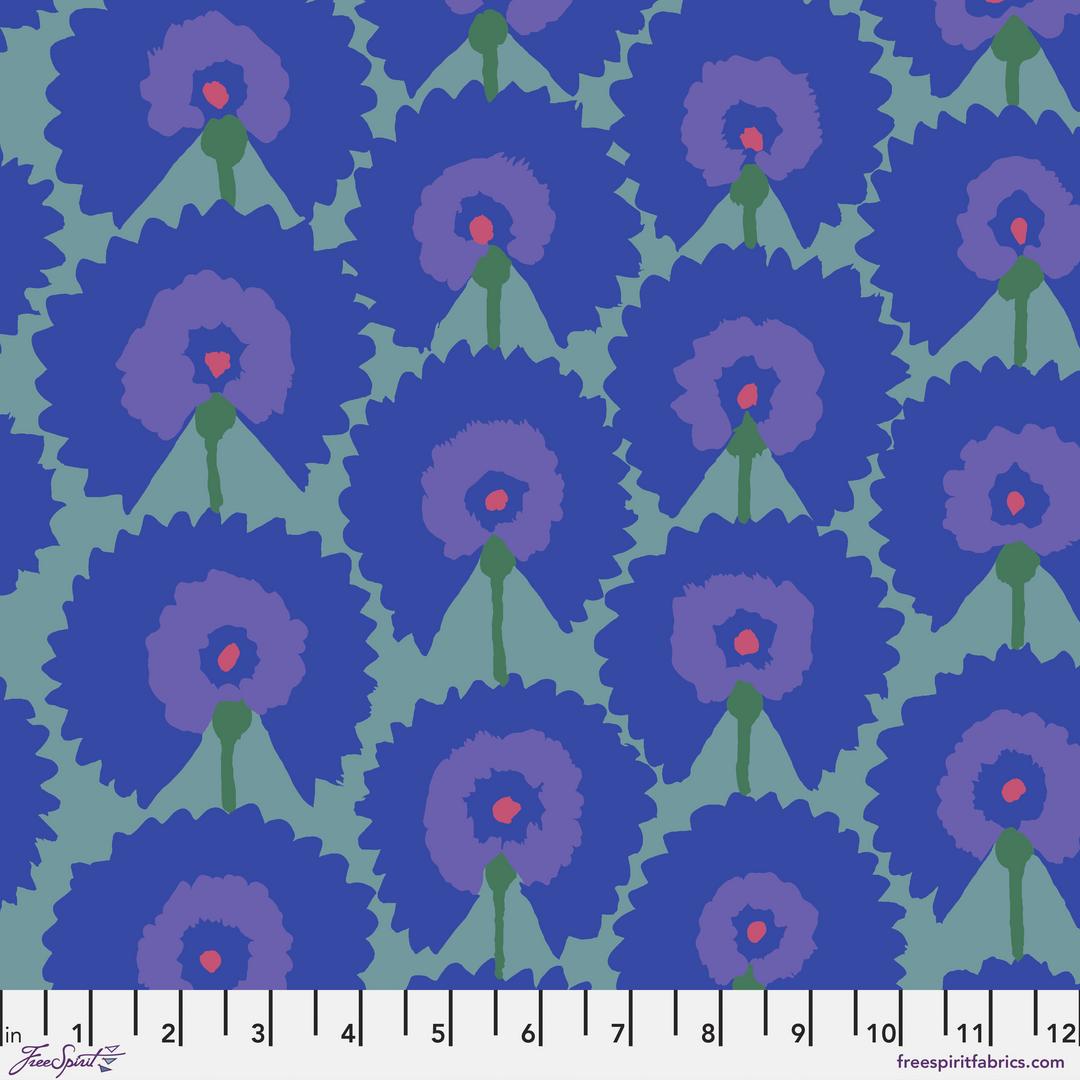 KAFFE FASSETT - KFC FEBRUARY 2022 - Regal Fans, Blue - Artistic Quilts with Color