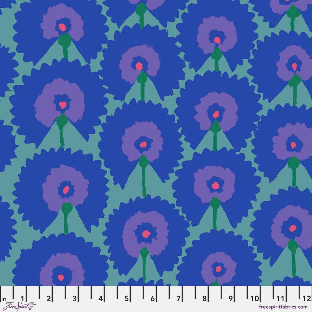 KAFFE FASSETT - KFC FEBRUARY 2022 - Regal Fans, Blue - Artistic Quilts with Color