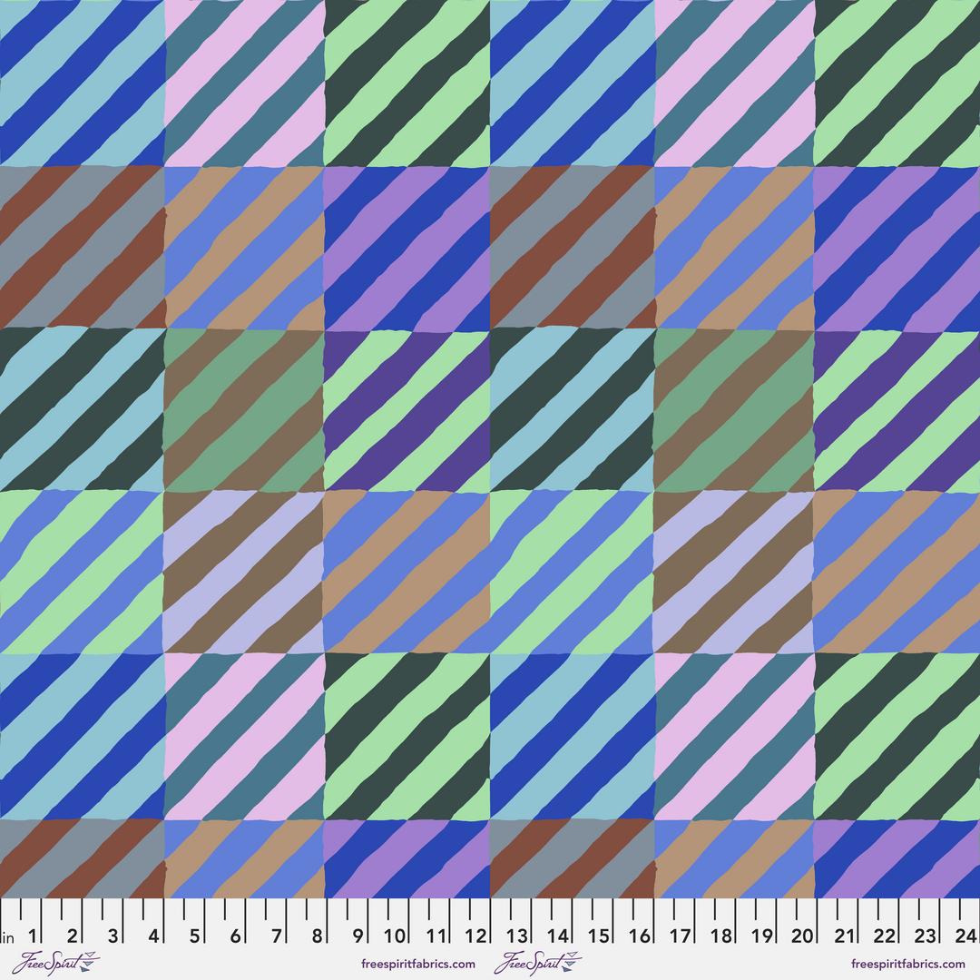 KAFFE FASSETT - KFC FEBRUARY 2022 -  Regimental Ties, Blue - Artistic Quilts with Color