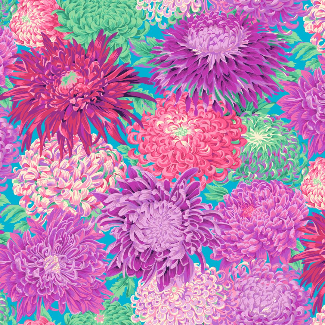 KAFFE FASSETT - KFC FEBRUARY 2022 - Japanese Chrysanthemum, Magenta - Artistic Quilts with Color