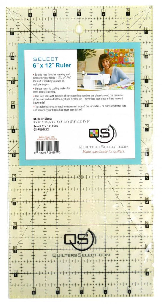 QUILTERS SELECT - Non-Slip Ruler 6 IN X 12 IN - Artistic Quilts with Color