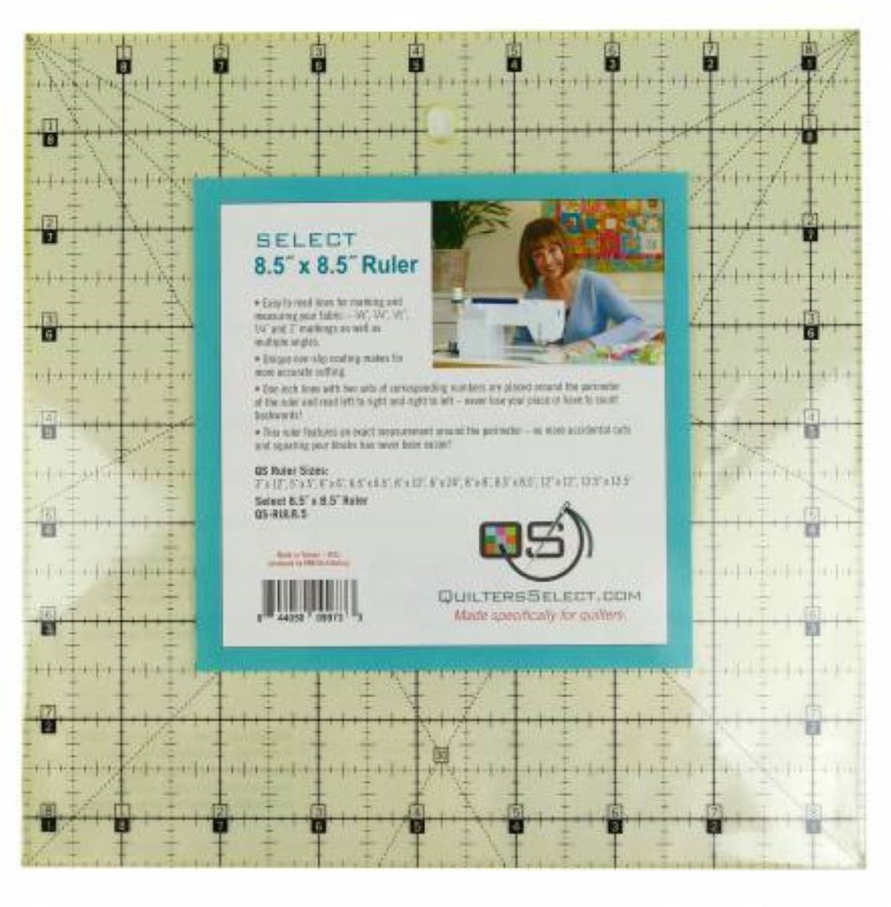 QUILTERS SELECT - Non-Slip Ruler 8.5" X 8.5" - Artistic Quilts with Color