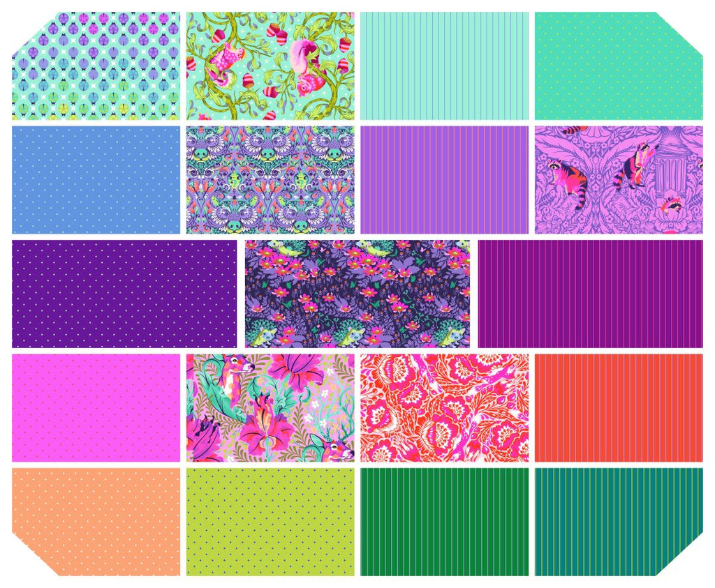 TULA PINK - TINY BEASTS - Tiny Beasts & Tiny True Colors, Glimmer Fat Quarter Bundle - Artistic Quilts with Color