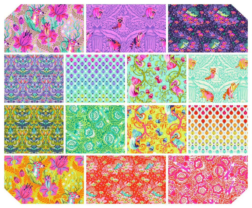 TULA PINK - TINY BEASTS - Tiny Beasts & Tiny True Colors, Beast Fat Quarter Bundle - Artistic Quilts with Color