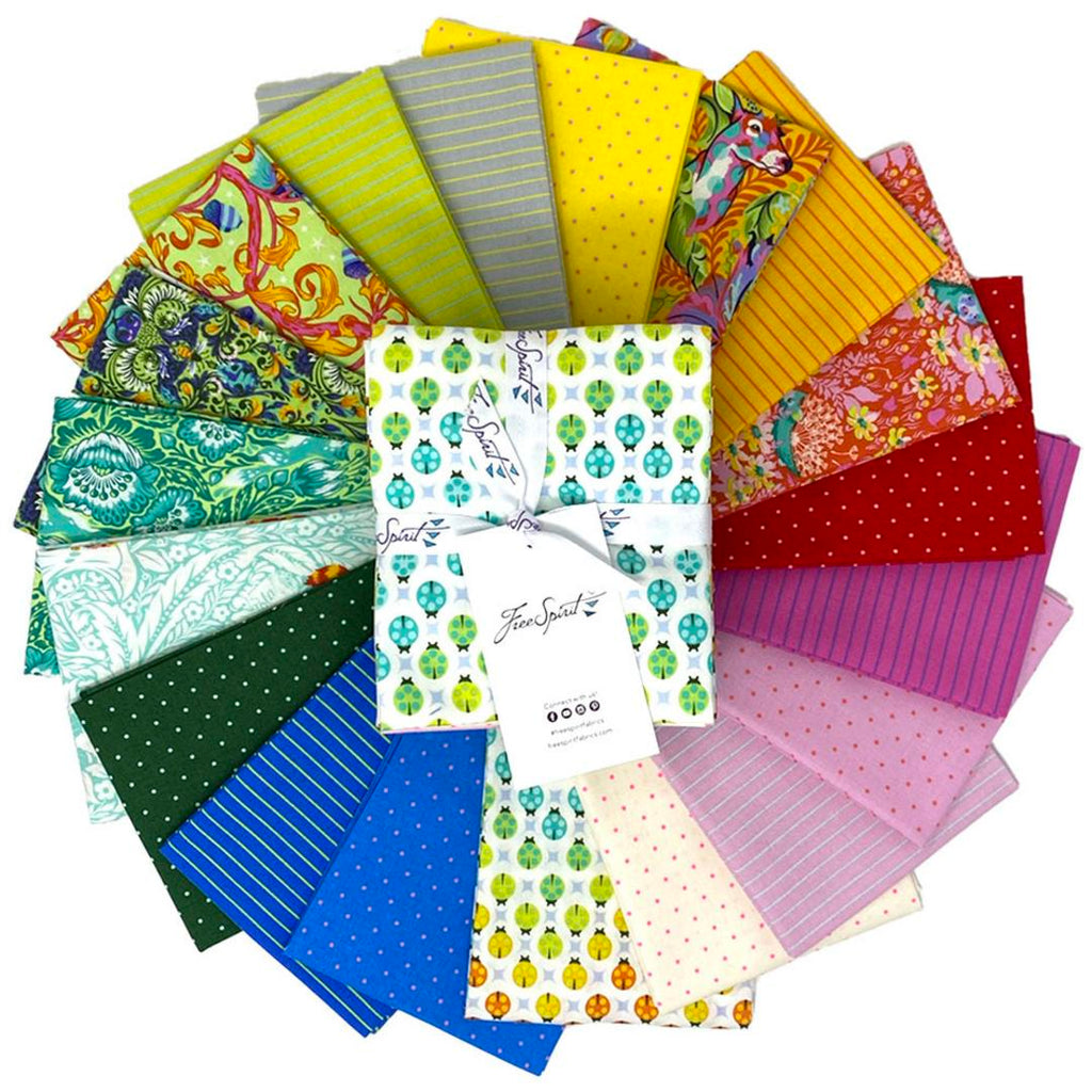 TULA PINK - TINY BEASTS - Tiny Beasts & Tiny True Colors, Glow Fat Quarter Bundle - Artistic Quilts with Color