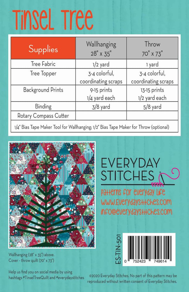 EVERYDAY STITCHES - TINSEL PATTERN - Artistic Quilts with Color