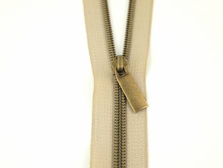 #5 ZIPPERS BY THE YARD BEIGE TAPE ANTIQUE TEETH