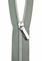 #5 ZIPPERS BY THE YARD GREY TAPE NICKEL TEETH