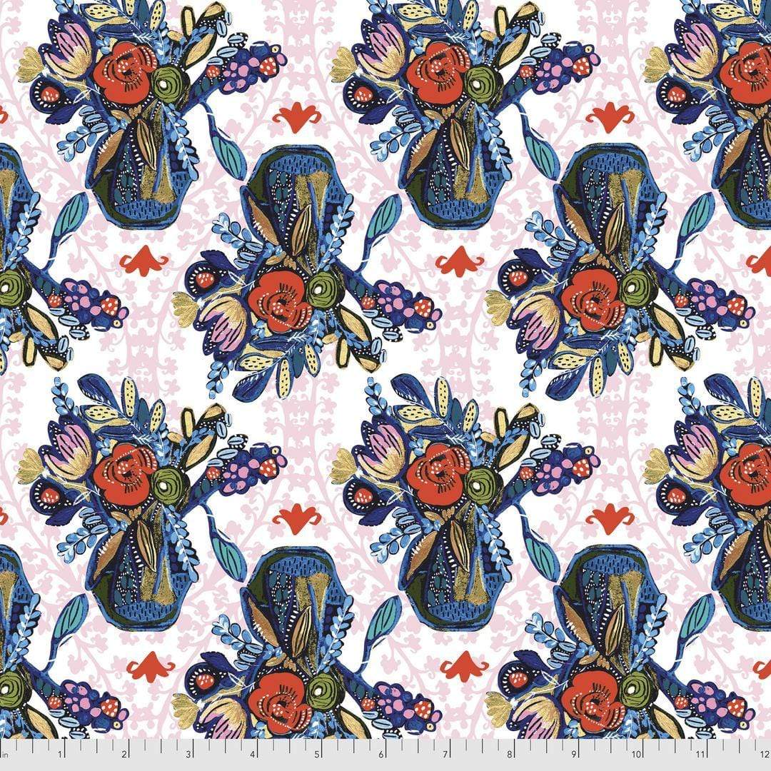 Artistic Quilts with Color Fabric BOHO BLOOMS by Kelli May-Krenz, Blue Vases - Multi SKU# PWKK024.MULTI SHIPPING SEPTEMBER 2021