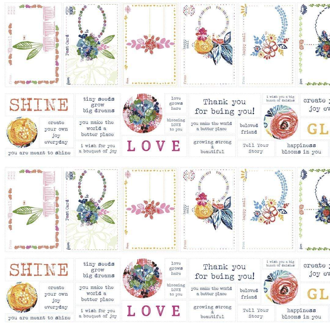 Artistic Quilts with Color Fabric BOHO BLOOMS by Kelli May-Krenz, Boho Blooms Postcards - Multi SKU# PWKK021.MULTI SHIPPING SEPTEMBER 2021