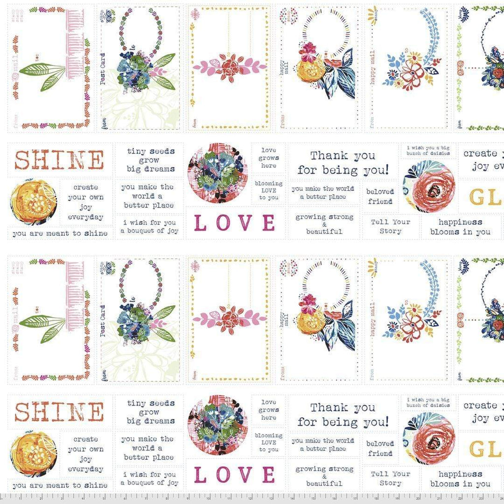 Artistic Quilts with Color Fabric BOHO BLOOMS by Kelli May-Krenz, Boho Blooms Postcards - Multi SKU# PWKK021.MULTI SHIPPING SEPTEMBER 2021