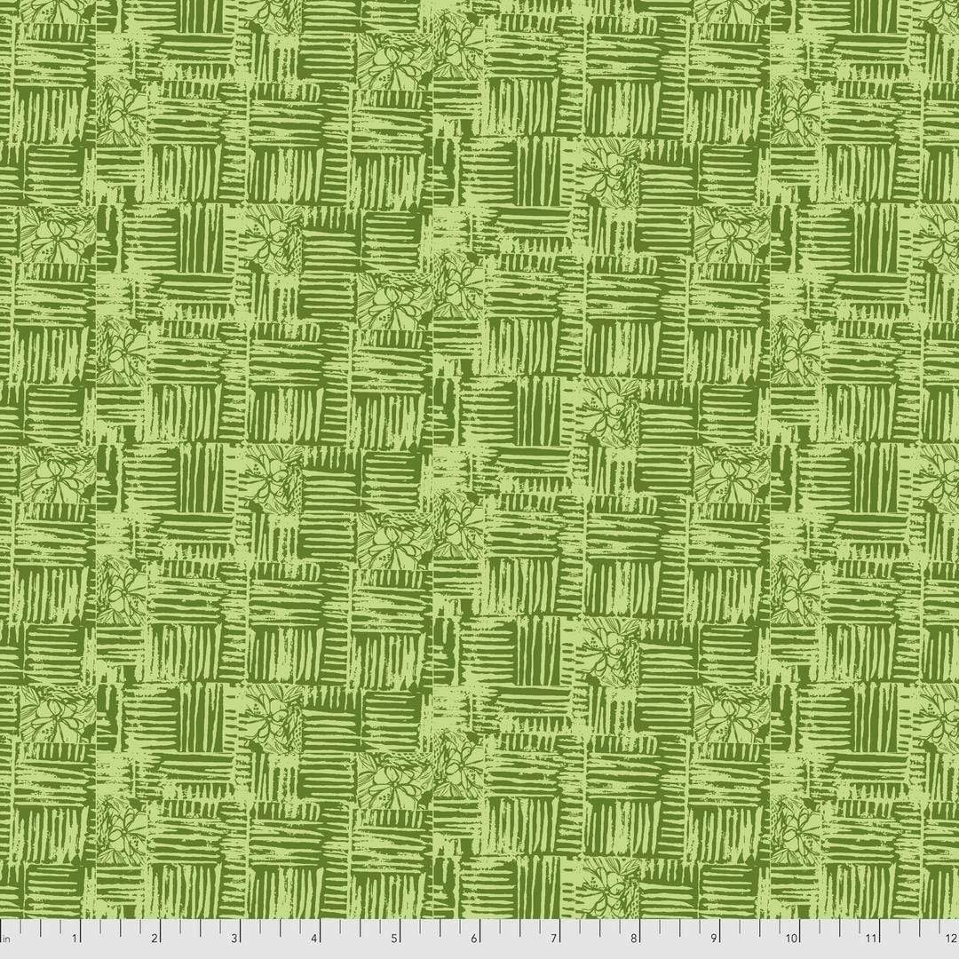 Artistic Quilts with Color Fabric BOHO BLOOMS by Kelli May-Krenz, Fields - Green SKU# PWKK026.GREEN SHIPPING SEPTEMBER 2021