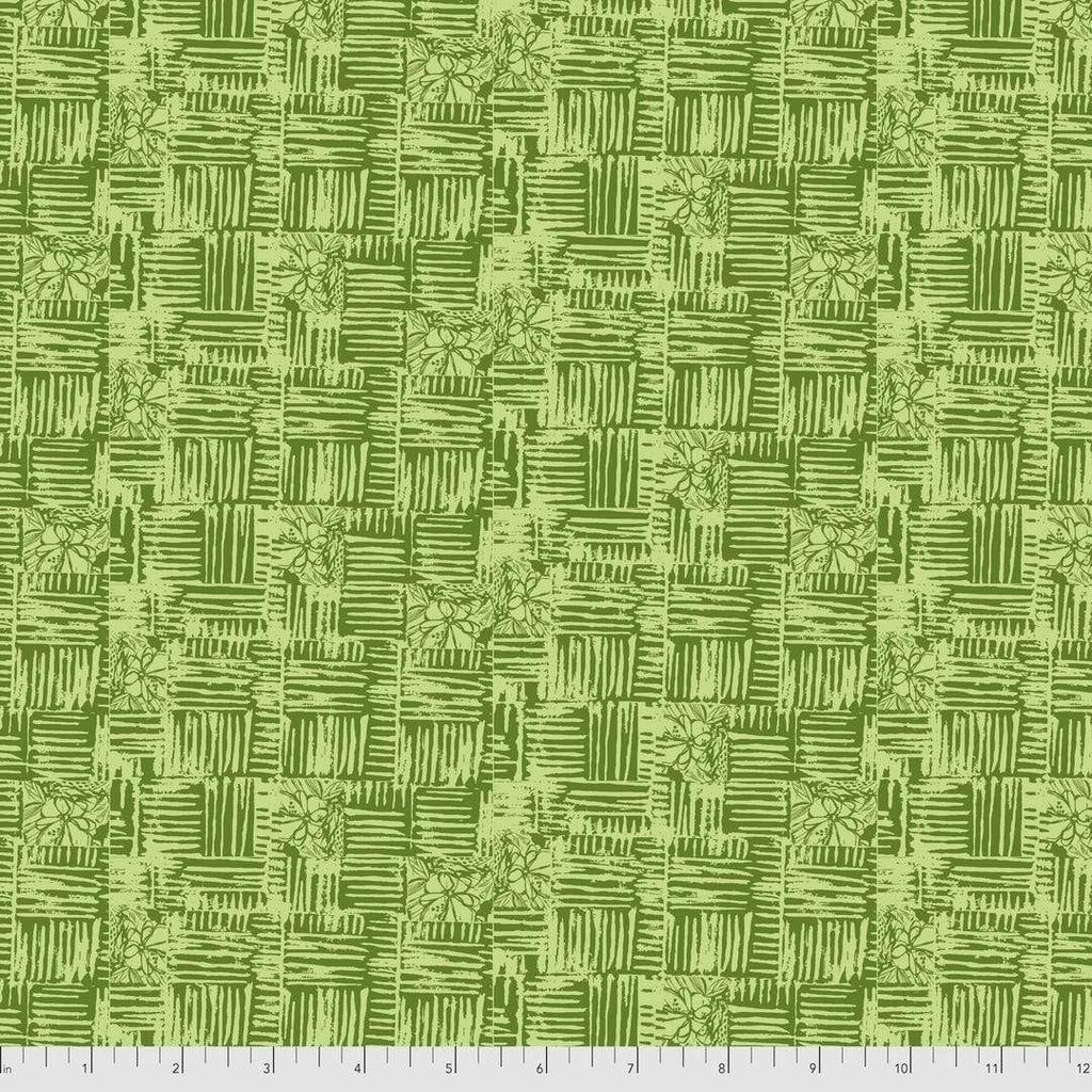Artistic Quilts with Color Fabric BOHO BLOOMS by Kelli May-Krenz, Fields - Green SKU# PWKK026.GREEN SHIPPING SEPTEMBER 2021