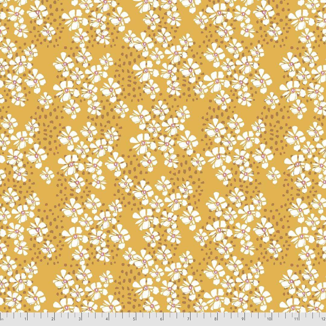 Artistic Quilts with Color Fabric BOHO BLOOMS by Kelli May-Krenz, Marigold Path - Gold SKU# PWKK025.GOLD SHIPPING SEPTEMBER 2021