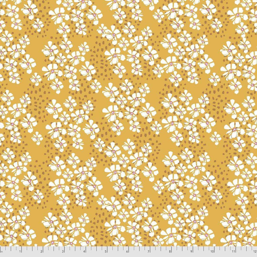 Artistic Quilts with Color Fabric BOHO BLOOMS by Kelli May-Krenz, Marigold Path - Gold SKU# PWKK025.GOLD SHIPPING SEPTEMBER 2021