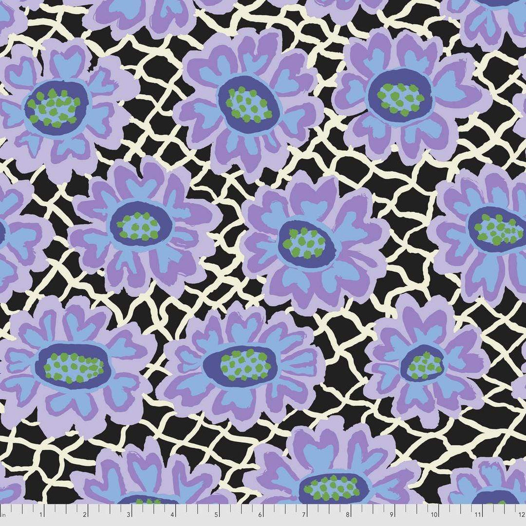 Artistic Quilts with Color Fabric Brandon Mably for the Kaffe Fassett Collective AUGUST 2021 Flower Net - BLACK SKU# PWBM081.BLACK SHIPPING SEPTEMBER 2021