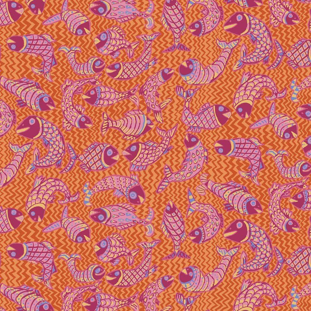 Artistic Quilts with Color Fabric Brandon Mably for the Kaffe Fassett Collective AUGUST 2021 Koi Polloi - ORANGE SKU# PWBM079.ORANGE SHIPPING SEPTEMBER 2021