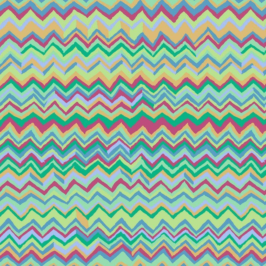 Artistic Quilts with Color Fabric Brandon Mably for the Kaffe Fassett Collective Zig Zag - Aqua SKU# PWBM043.AQUAX SHIPPING JUNE 2021
