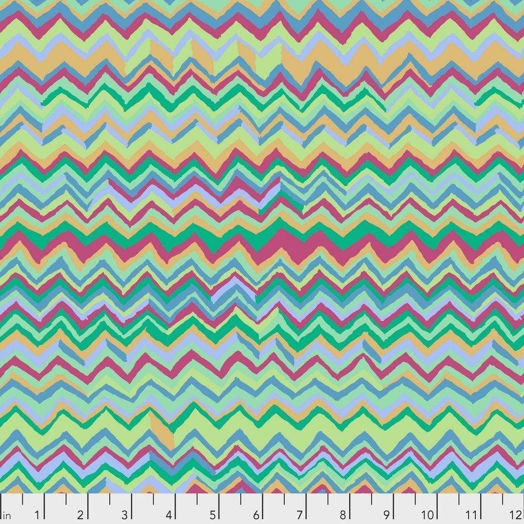 Artistic Quilts with Color Fabric Brandon Mably for the Kaffe Fassett Collective Zig Zag - Aqua SKU# PWBM043.AQUAX SHIPPING JUNE 2021