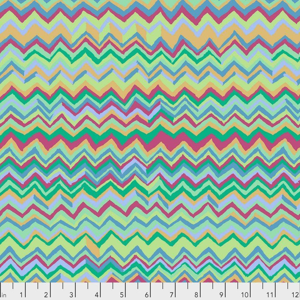 Artistic Quilts with Color Fabric Brandon Mably for the Kaffe Fassett Collective Zig Zag - Aqua SKU# PWBM043.AQUAX SHIPPING JUNE 2021