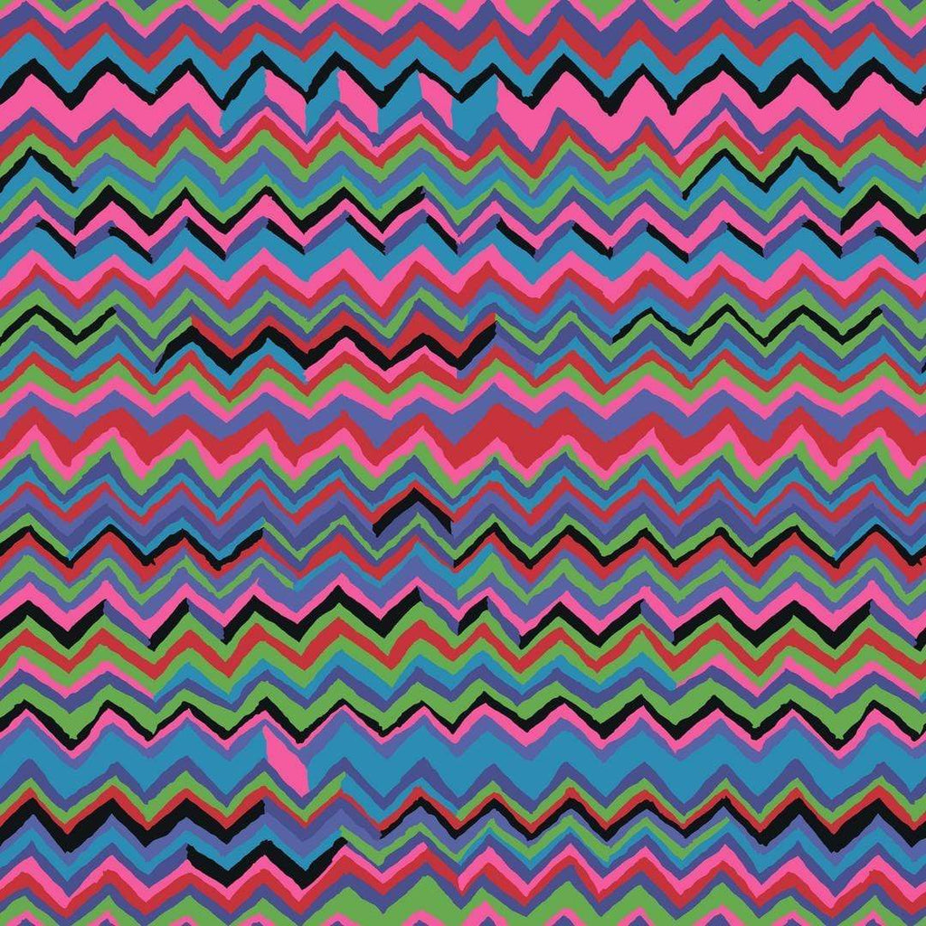 Artistic Quilts with Color Fabric Brandon Mably for the Kaffe Fassett Collective Zig Zag - Carnival SKU# PWBM043.CARNIVAL SHIPPING JUNE 2021