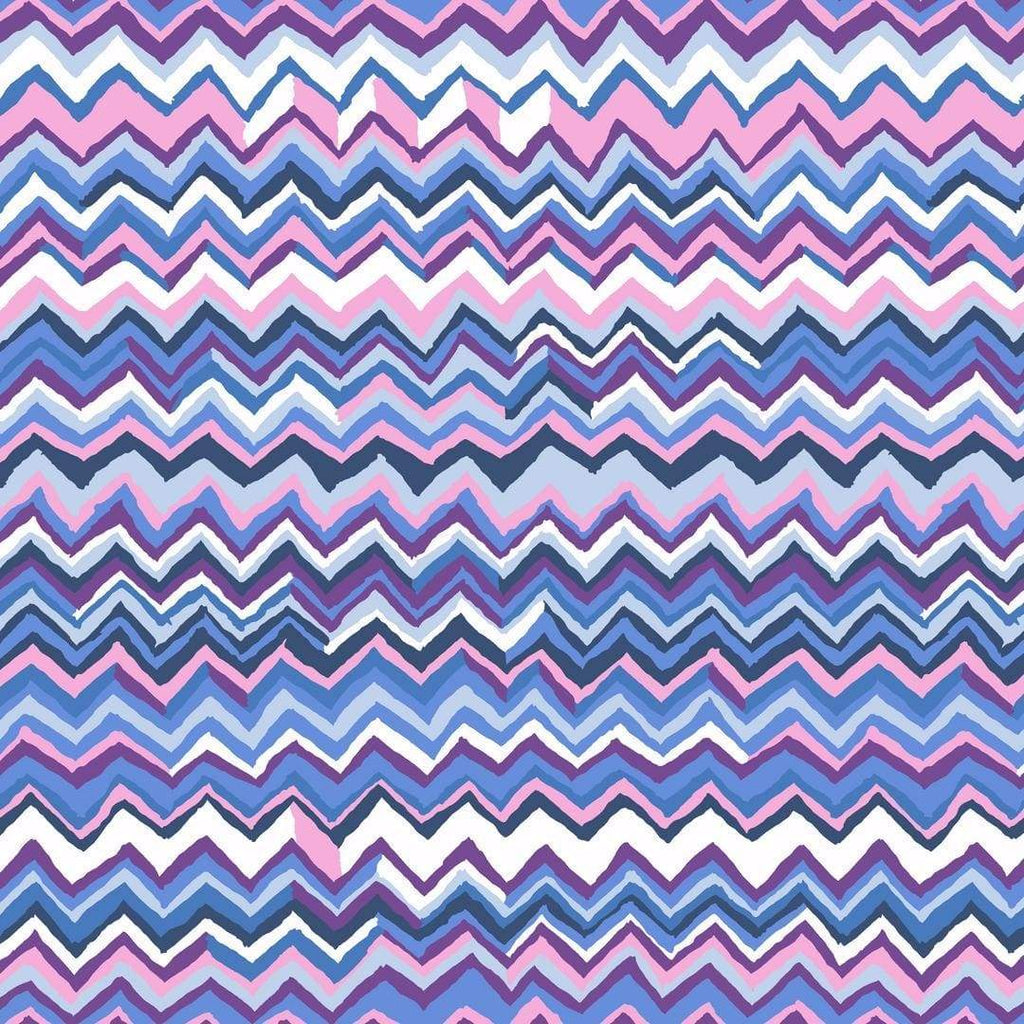 Artistic Quilts with Color Fabric Brandon Mably for the Kaffe Fassett Collective Zig Zag - Sky SKU# PWBM043.SKY SHIPPING JUNE 2021