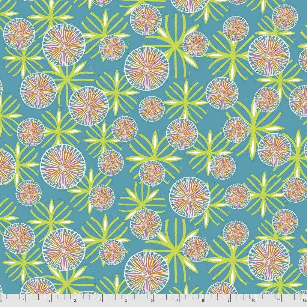 Artistic Quilts with Color Fabric Enchanted by Valori Wells - CIRCLE CIRCLE SKU# PWVW020.TURQUOISE SHIPPING MAY 2021