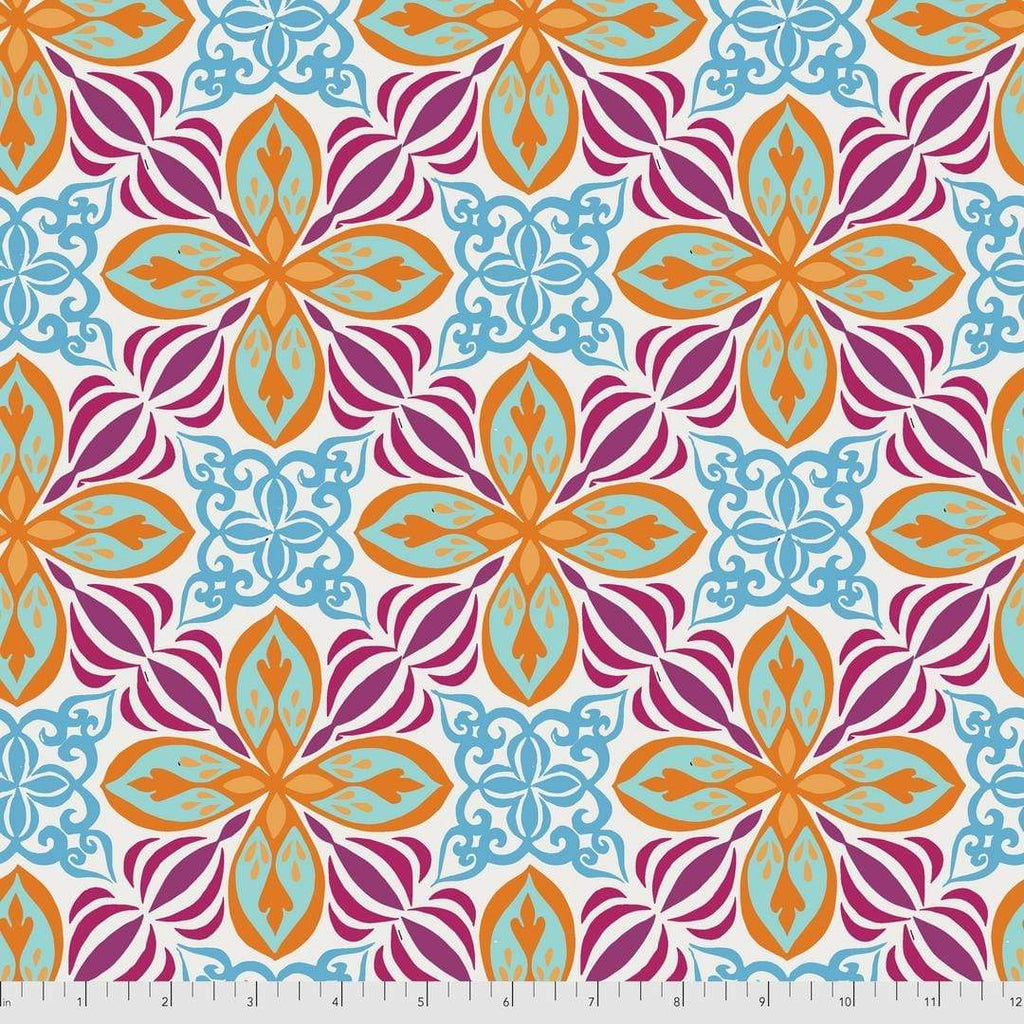 Artistic Quilts with Color Fabric Enchanted by Valori Wells - TILE SKU# PWVW027.POMEGRANATE SHIPPING MAY 2021