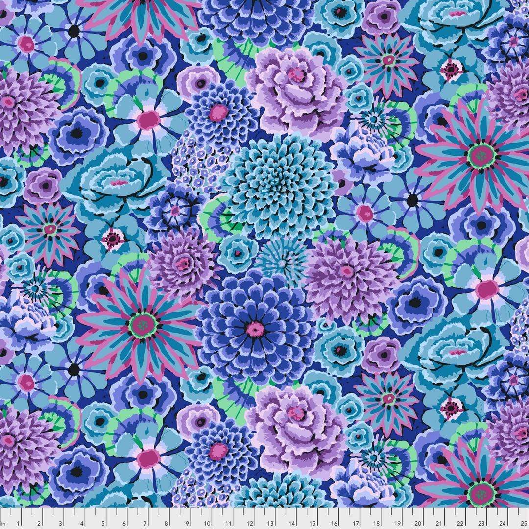 Artistic Quilts with Color Fabric Kaffe Fassett Stash Enchanted - Blue Yardage SKU# PWGP172.BLUEX