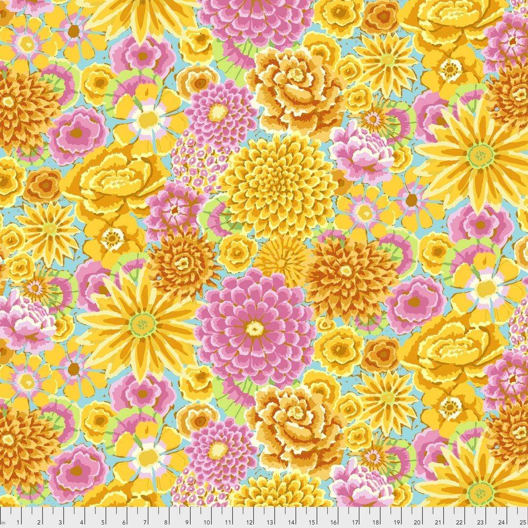 Artistic Quilts with Color Fabric Kaffe Fassett Stash Enchanted - Yellow Yardage SKU# PWGP172.YELLO