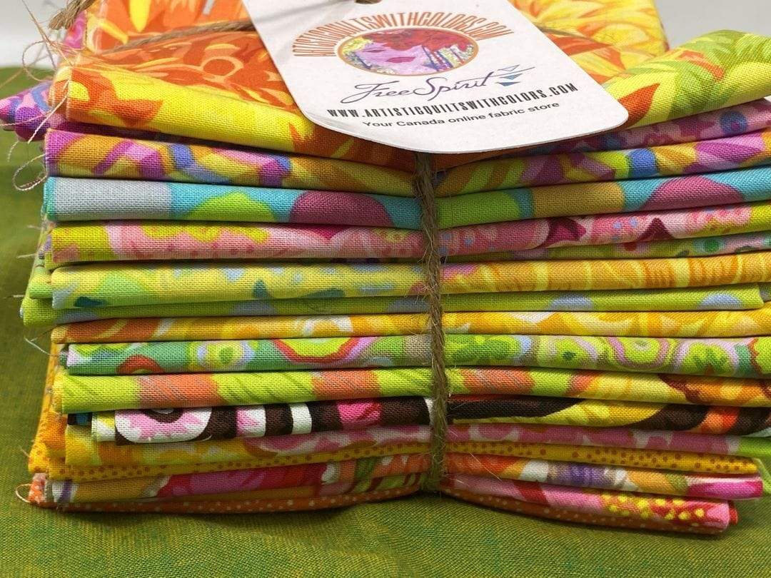 Artistic Quilts with Color Fabric Kaffe Fassett - Yellow Colorway - IH Fat Quarter Bundle