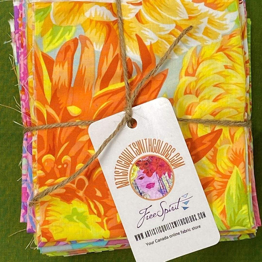 Artistic Quilts with Color Fabric Kaffe Fassett - Yellow Colorway - IH Fat Quarter Bundle